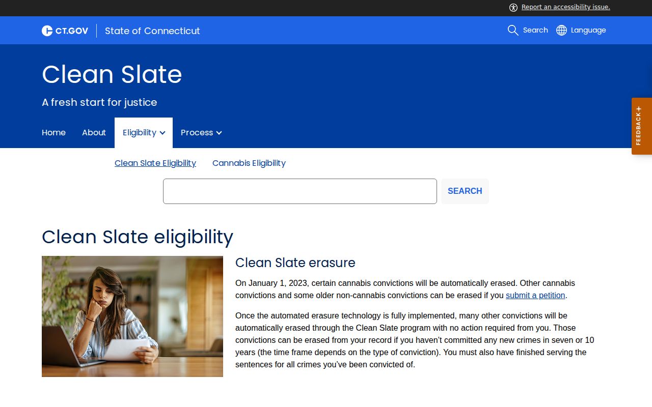 New Haven County arrest record Clean Slate eligibility page