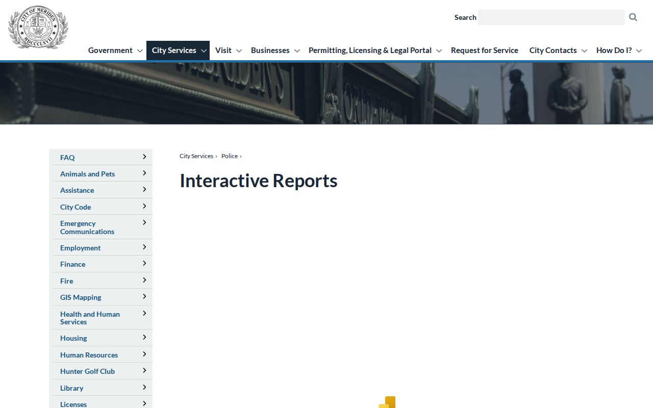 New Haven County Meriden official interactive arrest reports landing